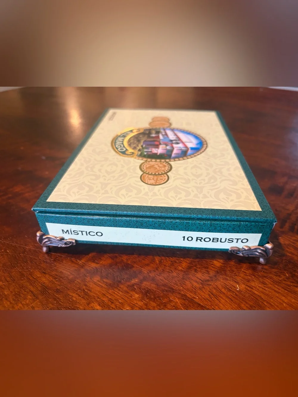 Upcycled El Mago Místico Cigar Box Jewelry Organizer Emerald Green and Black